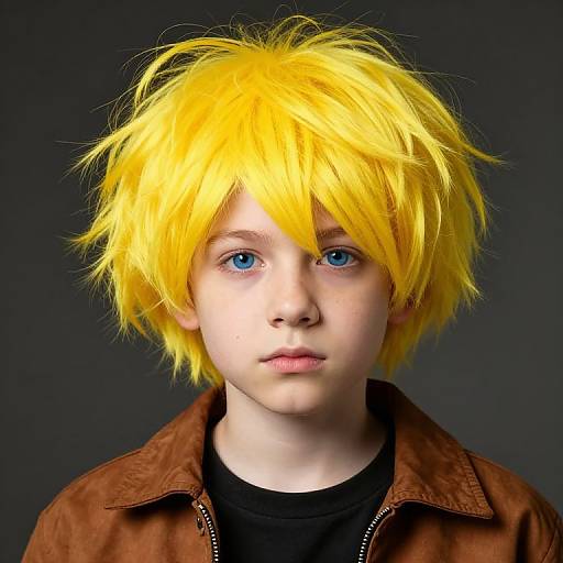 Boy with Yellow Troll Wig
