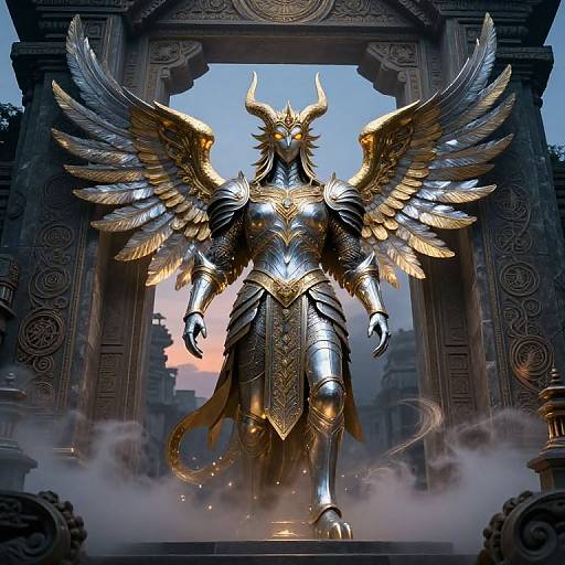 Majestic Cherubim Guarding Cosmic Temple