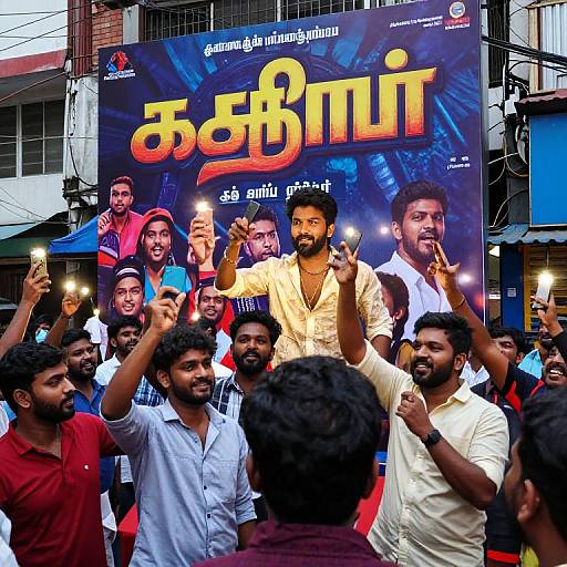 Vibrant Tamil Film Premiere Scene