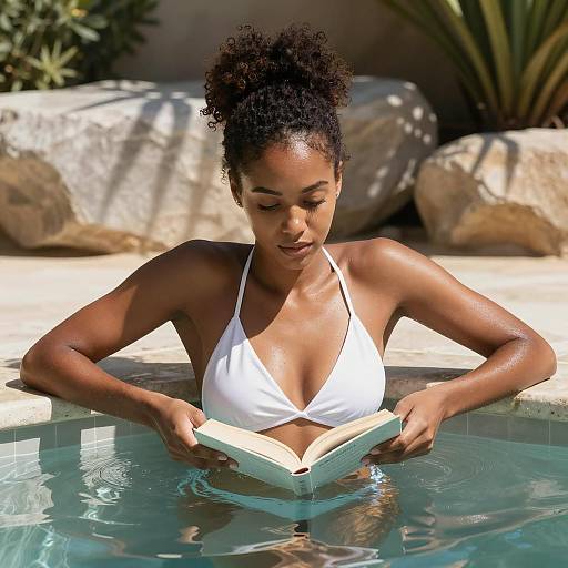 Focused Reading by the Poolside