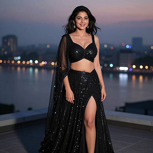 Radiant Woman in Shimmering Lehenga