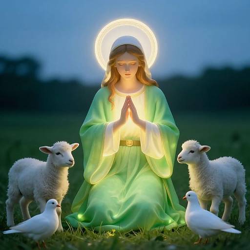 Serene Saint in Twilight Nature