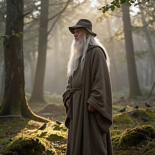 Wise Elder in Dawn Forest
