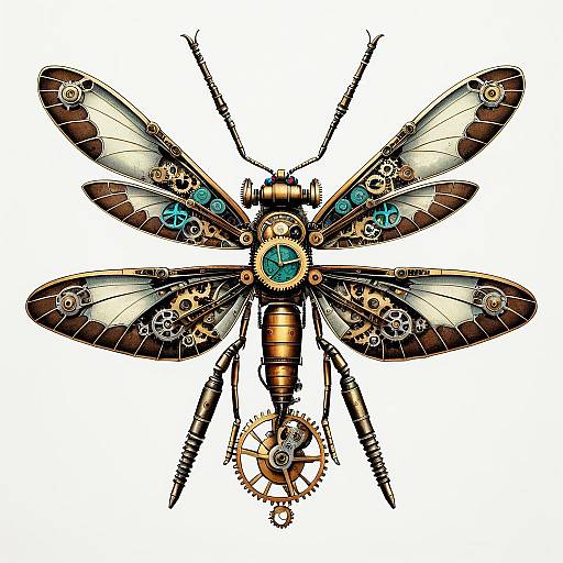 Steampunk Mechanical Dragonfly with Clockwork Gears