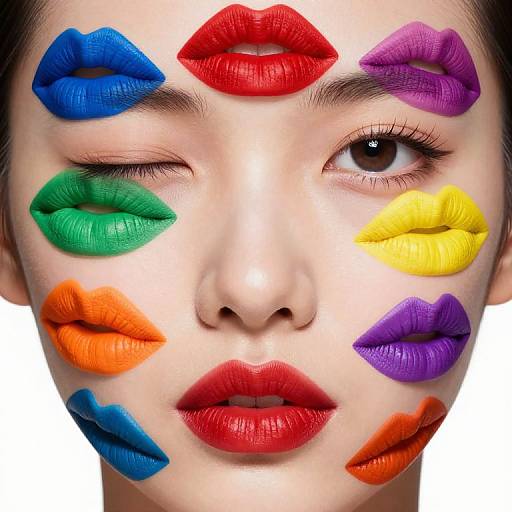 Surreal Featureless Face With Colorful Lips
