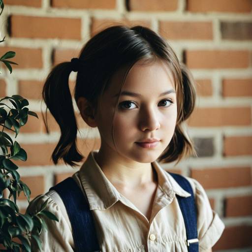 Young Girl with Pigtails Indoors
