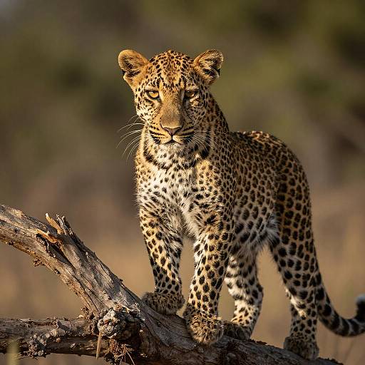 Young Leopard Cub on Tree Branch