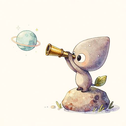 Whimsical Alien Watching Planet