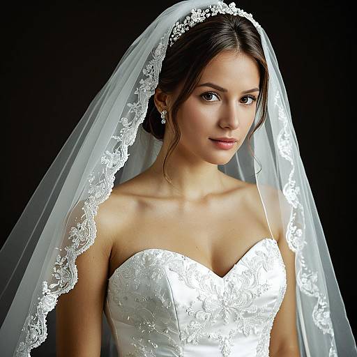 Bride in Elegant White Wedding Dress