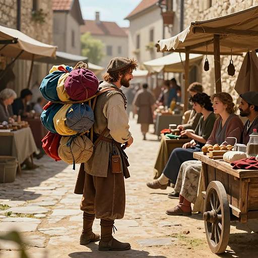 Medieval Market Peddler Scene