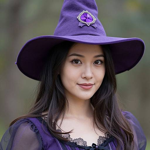 Close-Up Purple Witch Costume Woman
