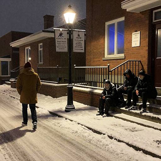 Snowy Nighttime Street Scene