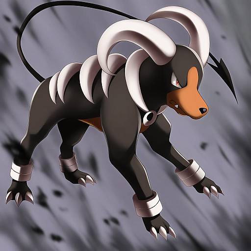 Illustration of Houndoom, pokemon in the style of Kuromayu