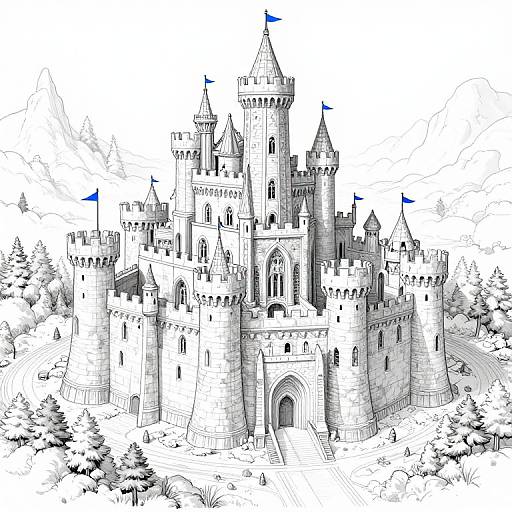 Medieval Castle in Forest Landscape