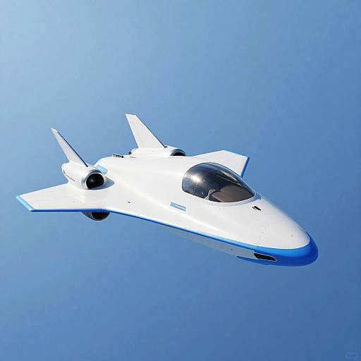Futuristic White-Blue Spaceship CGI