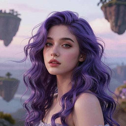 Surreal Portrait of Purple-Haired Woman