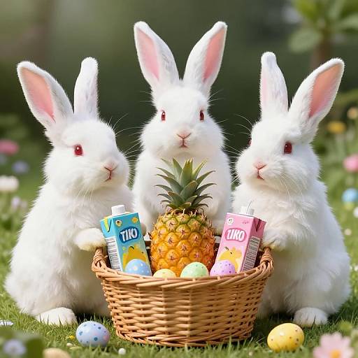 Whimsical Bunnies Guard Easter Basket