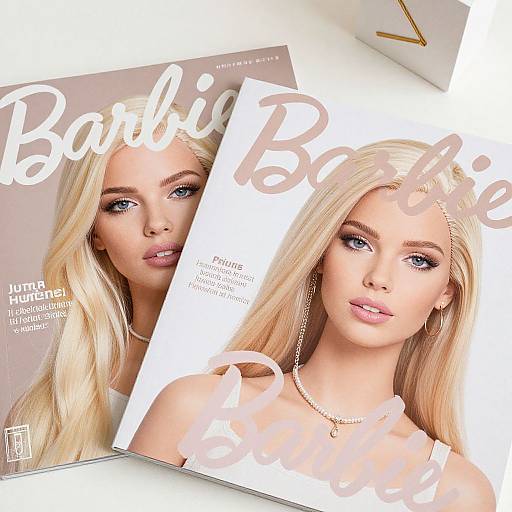 Photograph of a blonde woman with blue eyes on a magazine cover titled 