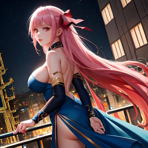 Ultra-Detailed Anime Girl on City Roof