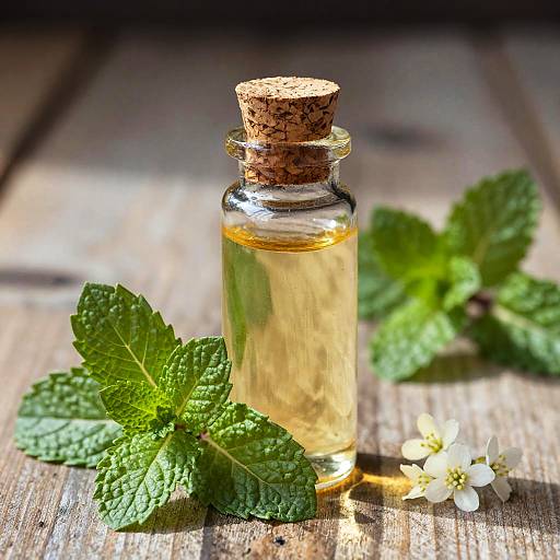 Rustic Glass Bottle with Mint Leaves
