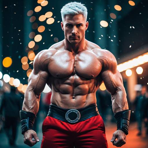 Muscular Cosplay Man with Silver Hair