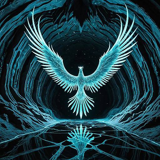 Neon Phoenix in Enchanted Glacier Cave