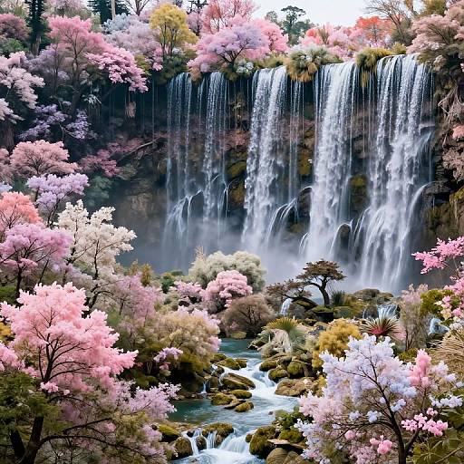 Endless Waterfall Forest in Candy Colors