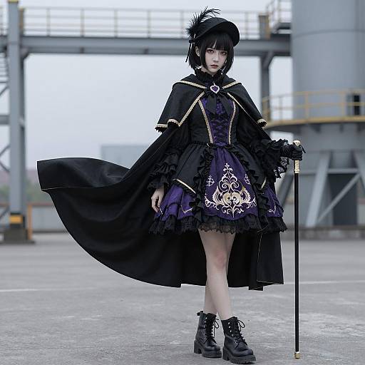 Gothic Lolita in Industrial Setting