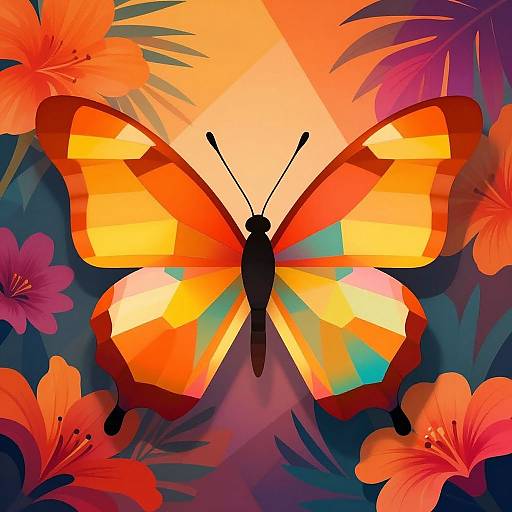 Vibrant Geometric Butterfly Design