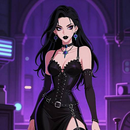 Gothic Synthwave Erotic Woman Illustration