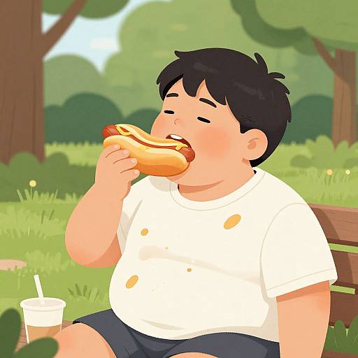 Microdosing Illustration of Kid Eating Hot Dog