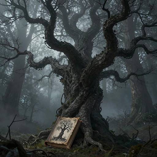 Gothic Cursed Tree Illustration at Dawn