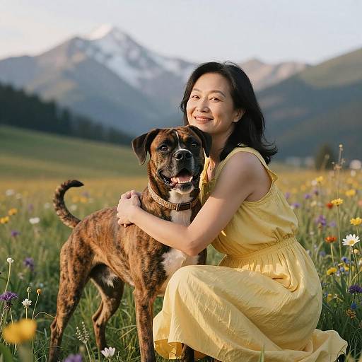 Joyful Bond: Woman and Boxer in Nature