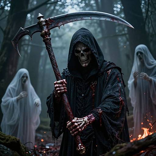 Bloodied Grim Reaper in Sinister Forest