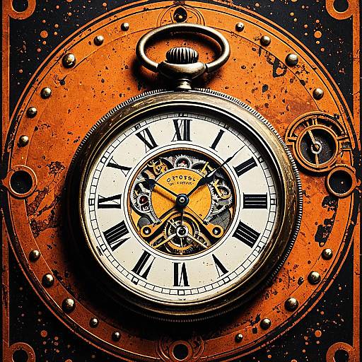 Vintage Steampunk Pocket Watch Art Deco Poster