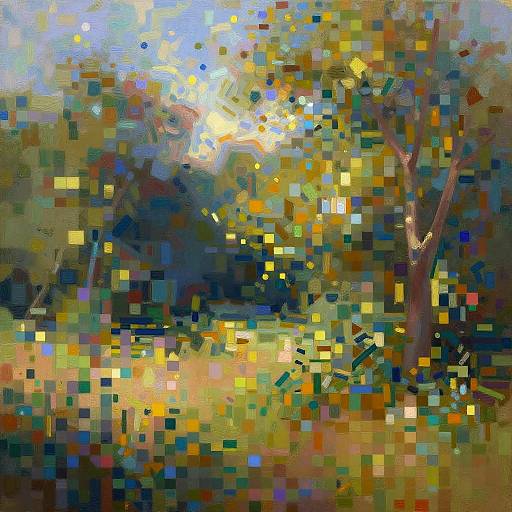 Impressionist Digital Pixel Landscape