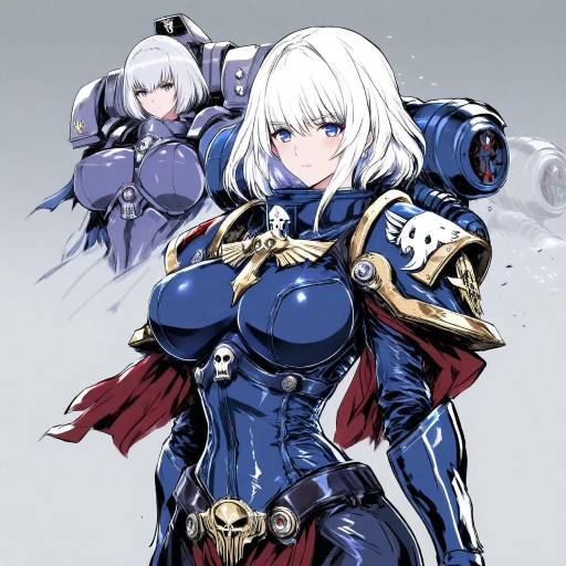 Illustration of Adepta sororitas, warhammer 40k in the style of Q azieru