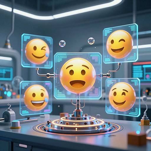 Interactive AI Emojis in Sci-Fi Lab