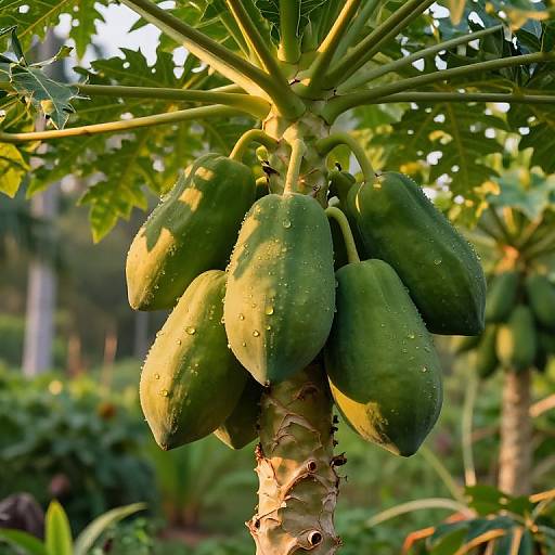 Close-Up Tropical Papaya Tree Illustration