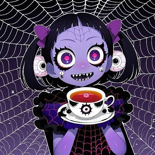 Illustration of Muffet, undertale in the style of Yukie (peach candy)