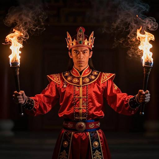 Dramatic Fire Magician Performance Photo