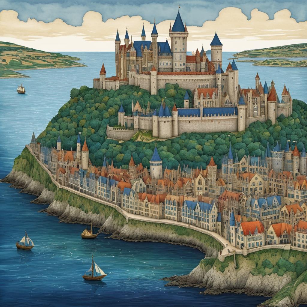 Medieval Fantasy Castle Overlooking Harbor