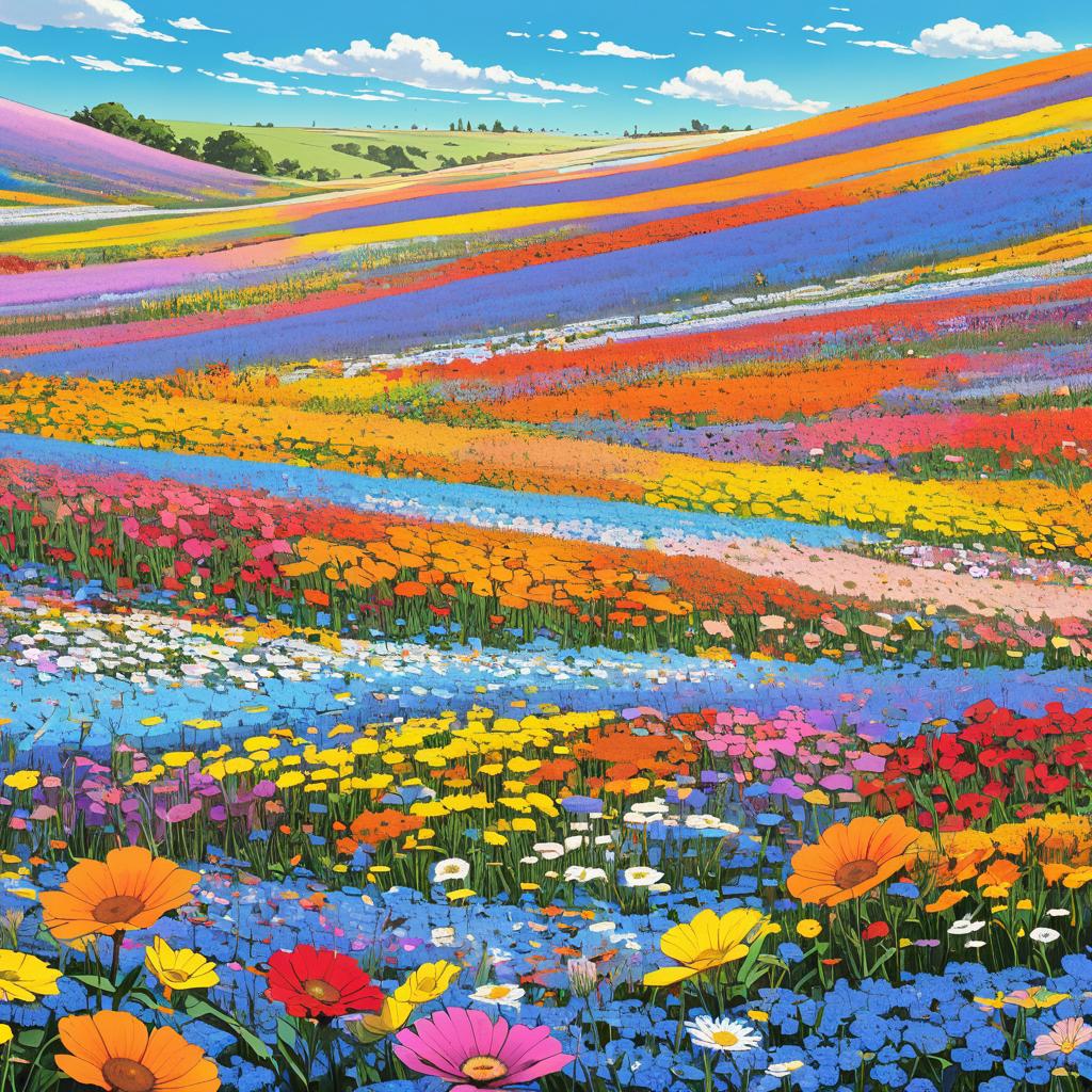 Vibrant Afternoon in a Flower Field