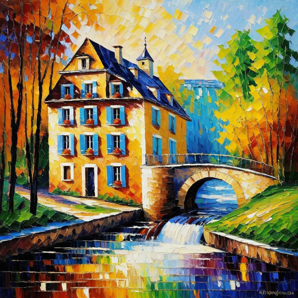 Vibrant Post-Impressionist Moulin Scene