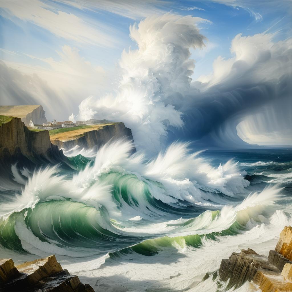 Dramatic Turner Seascape with Crashing Waves