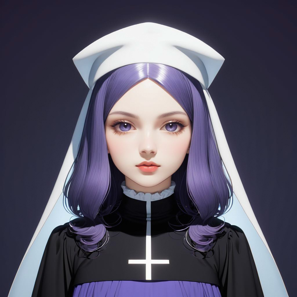 Hopeful Nun in Vibrant CGI Style