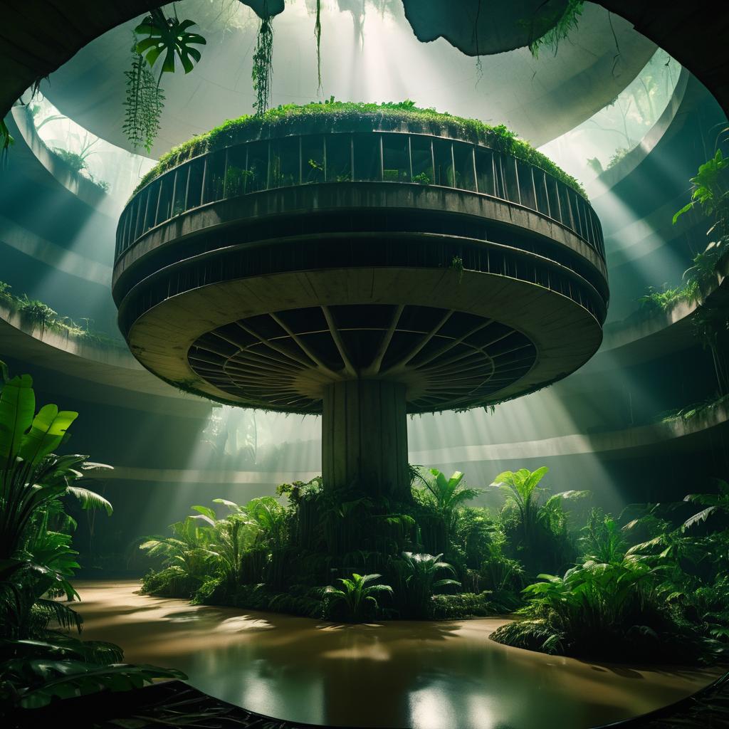 Dramatic Underground Dome with Jungle Overgrowth