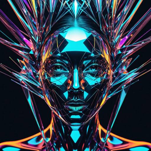 Futuristic Woman in Iridescent 3D Art Futuristic Woman in Iridescent 3D Art