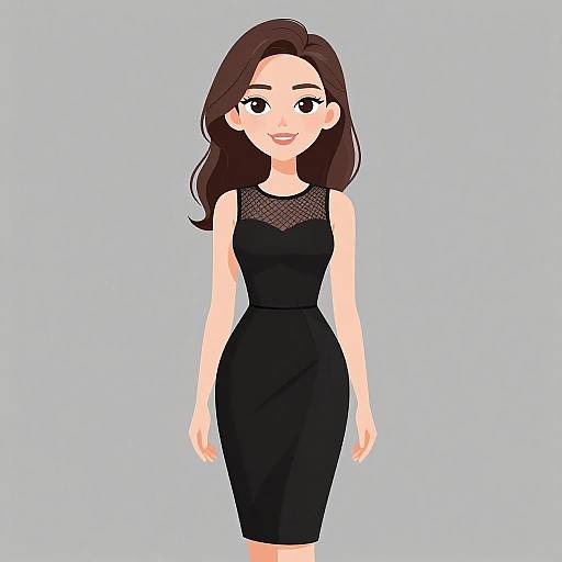 Elegant Smiling Woman in Black Dress