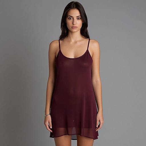 Minimalist Chic Woman in Burgundy Dress
